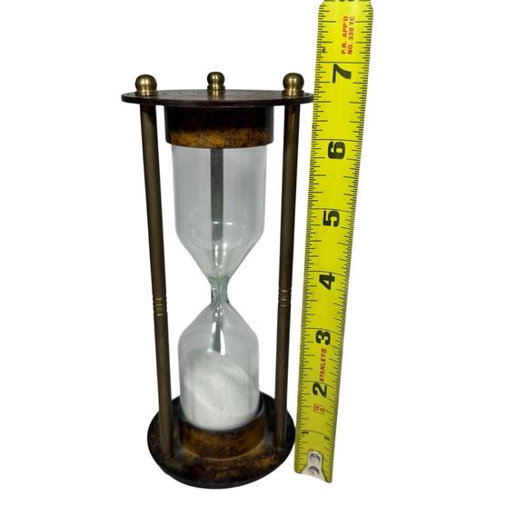 Vintage Decor Hour Glass Hourglass Decor Brass White Sand - Picture 2 of 5
